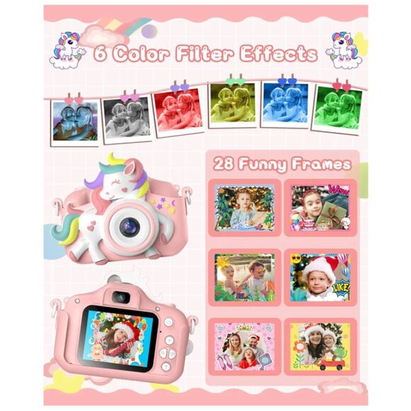 Gofunly Kids Digital Camera Colorful Unicorn Girly Camera Fun Artsy Ages 3-8 - Picture 4 of 8